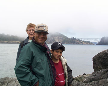 Marie, Gene and Chafin at Deception Pass